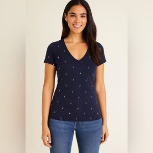 NWOT Gap Navy Lightning Bolt VNeck Favourite Tshirt Cotton Size Small​​​…​